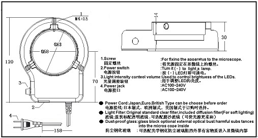 可调LED一体环型灯安装尺寸