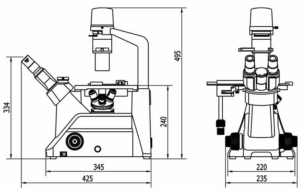 BDS200系列倒置显微镜外型尺寸