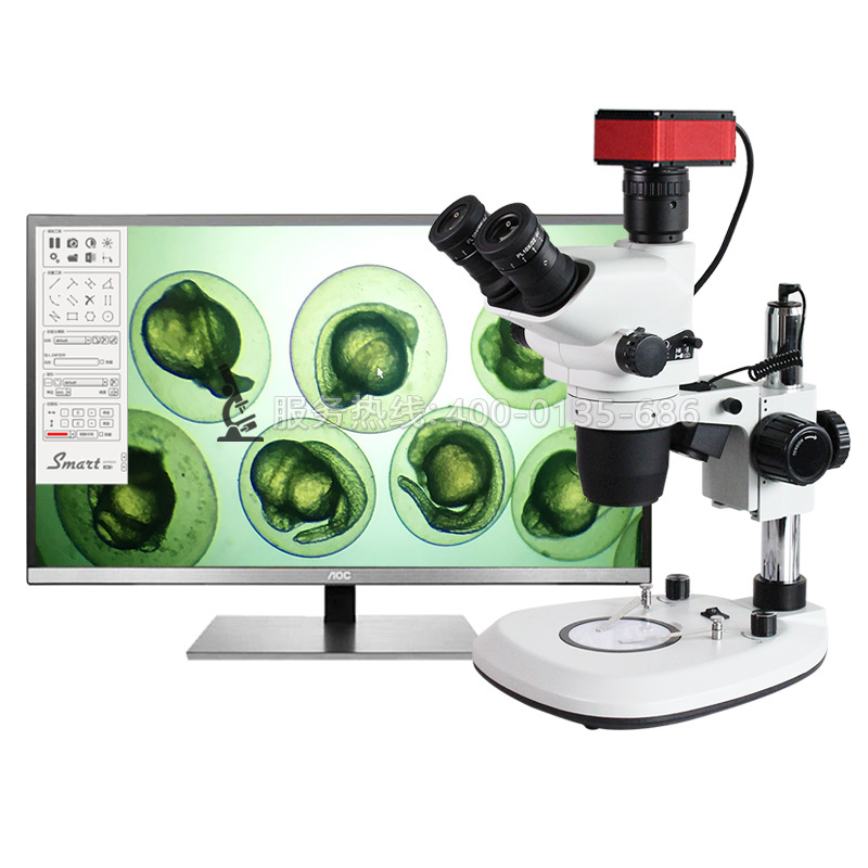 科研级高清4K连续变倍体视显微镜6.7-45X光学数码放大胚胎斑马鱼观察可接显示器