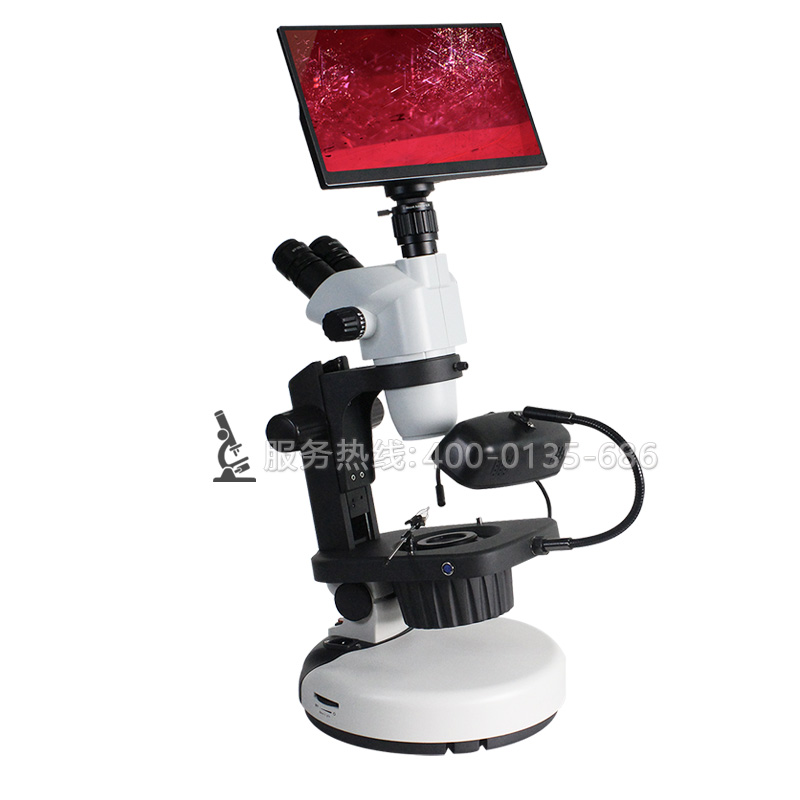 ZBX750DM视频宝石显微镜带LED光纤光源6.5-55倍珠宝鉴定