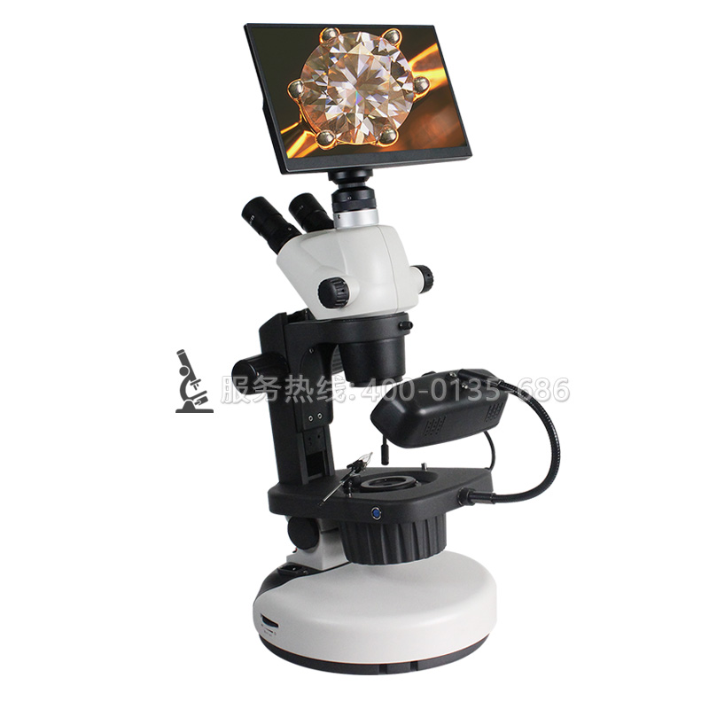ZBX861DM视频宝石显微镜珠宝鉴定带LED光纤光源7.5-45倍